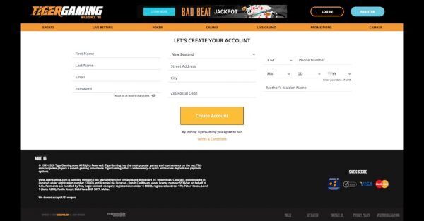 tiger gaming signup