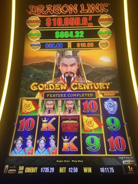 Golden Century pokie machine in a casino