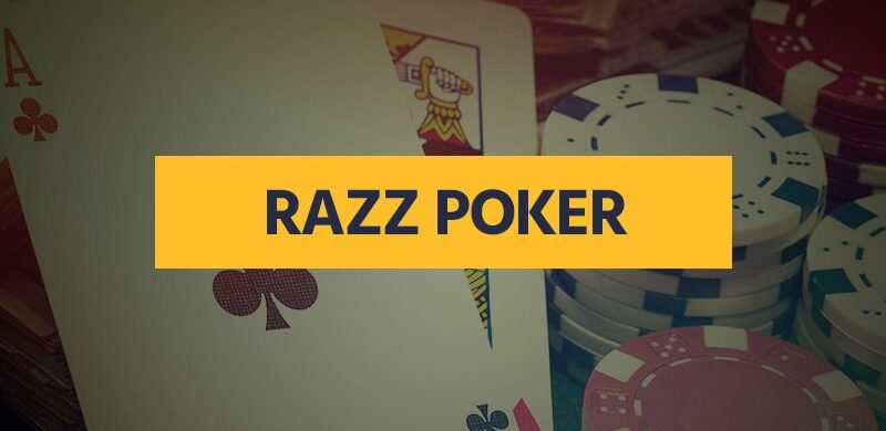 Razz poker chips and playing cards