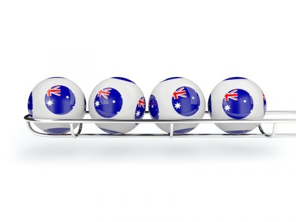 lottery balls with Australian flag on them