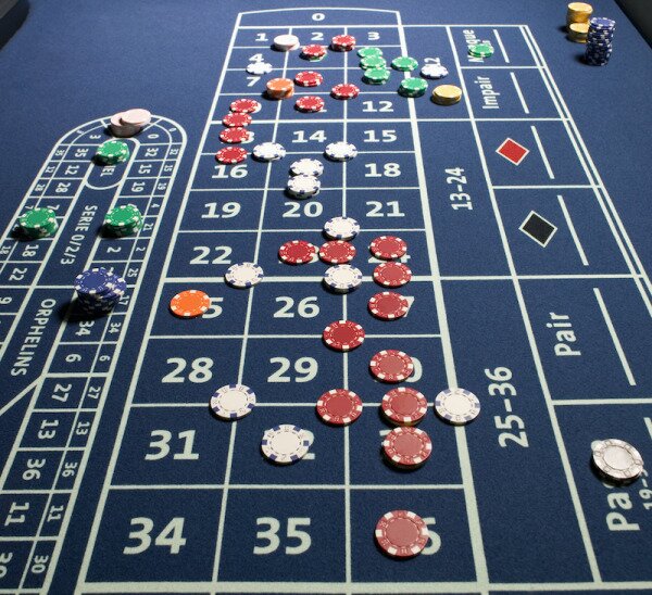 Roulette Table with bets